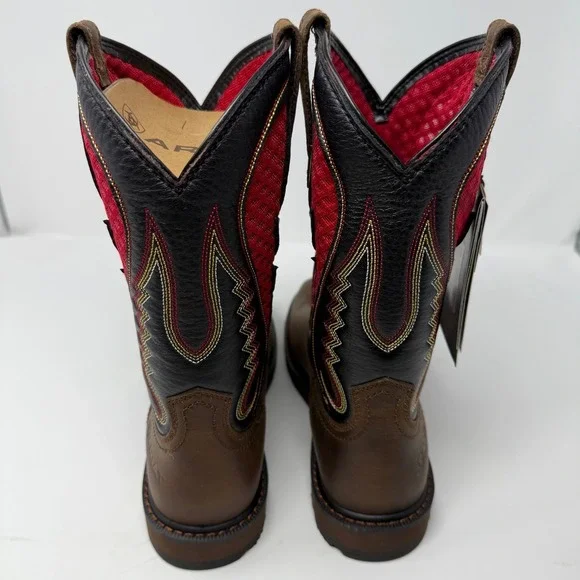 Ariat Groundbreaker VentTEK Steel Toe Mens Brown Red Wide Square Boots 11.5 EE